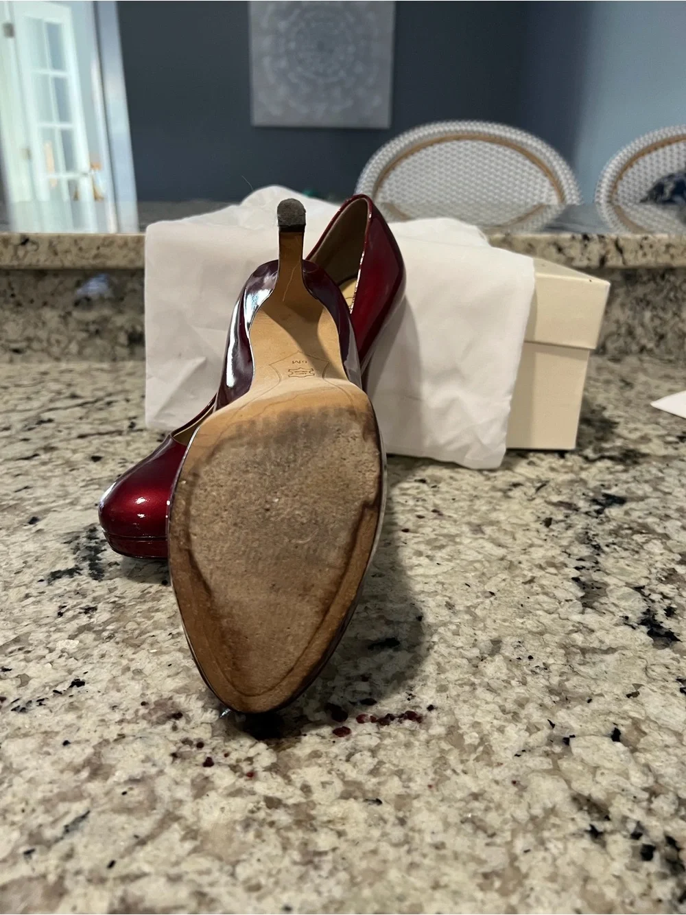 Joan & David Women's Burgundy Red Patent Leather Platform Pumps. Size 6.